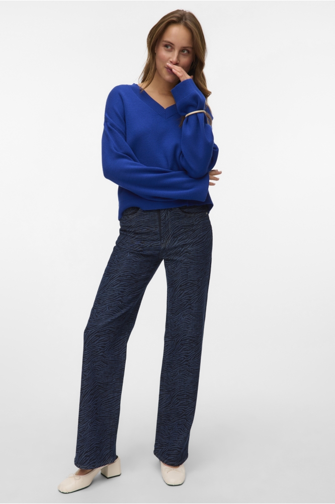 VMTESSA HR WIDE PATTERN MIX JEANS R 10334911 MEDIUM BLUE DENIM/ZEBRA